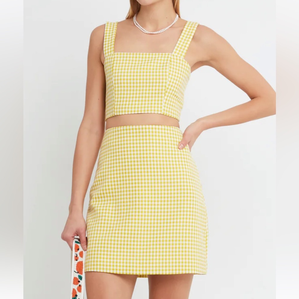 Yellow Plaid Two Piece Set